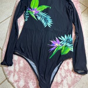 Rip Curl Black Floral Women's Swim Bodysuit